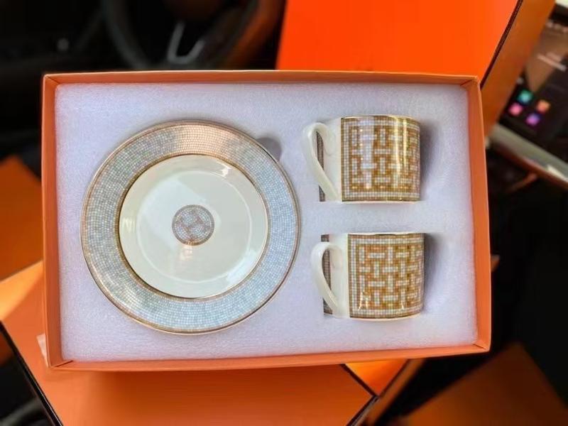 Hermes set of 2 mugs and saucers Mosaique-2